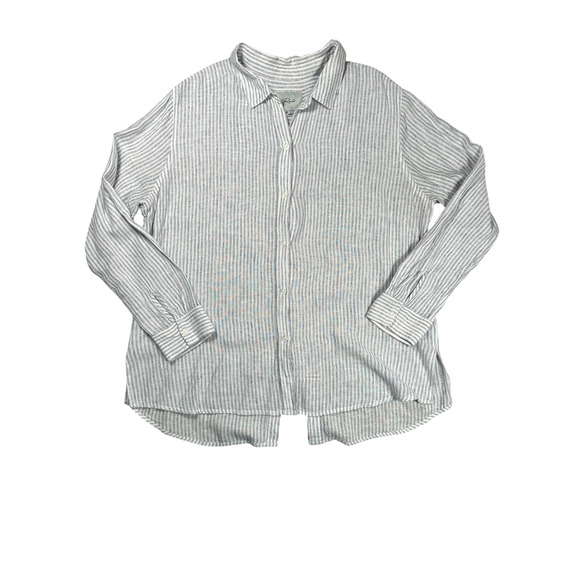 Rails Sydney Sparkler Stripe Size Large Linen Blend Button Down Top Lightweight - Picture 1 of 8